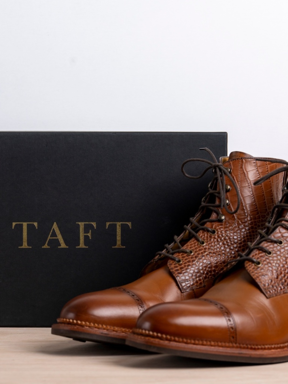 TAFT Irwin Boot Cognac Leather Cap Toe Boots Size 10